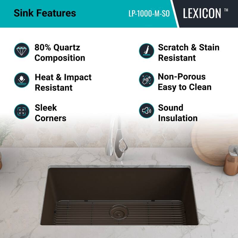 Lexicon Kitchen Sink Quartz Composite 32 Inch Galaxy Mocha - 19x32