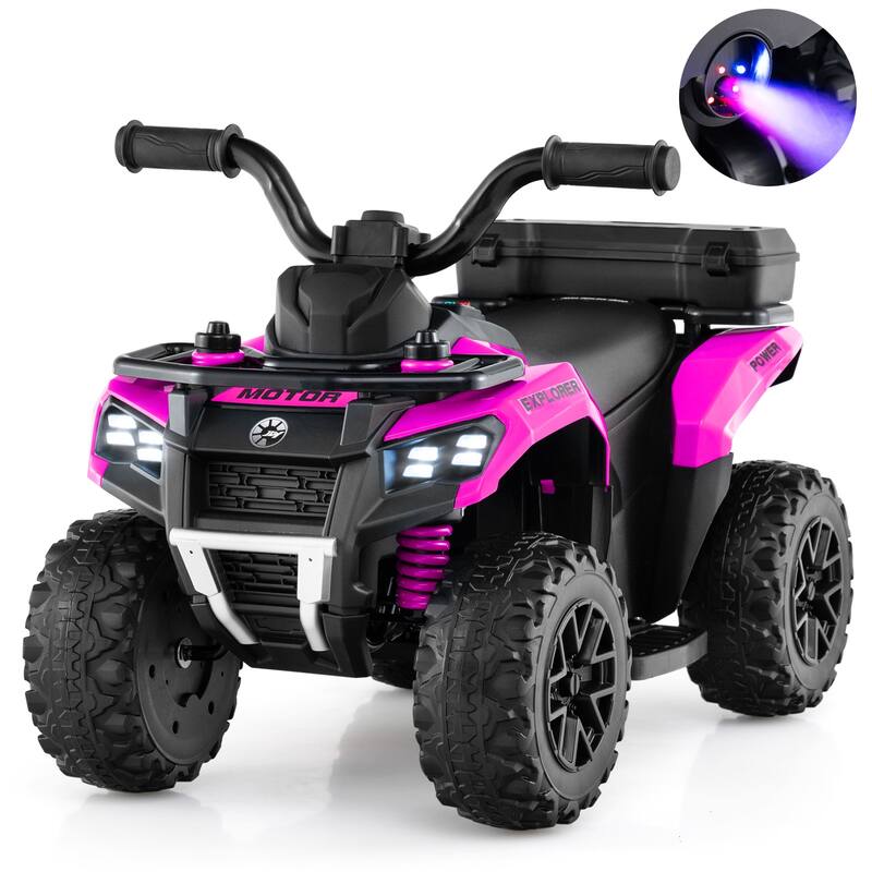 Gymax 6V Kids Ride On ATV w/ Music & Spray Function USB Port Storage - Pink