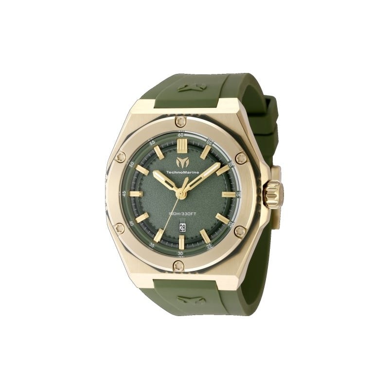 Technomarine Men's TM-416070 CORAL Quartz 3 Hand Olive Green Dial Watch