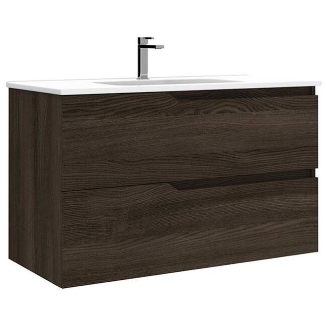 WS Bath Collections Menta C100 Menta 40" Wall Mounted Single Basin - Wenge - Wood Finish