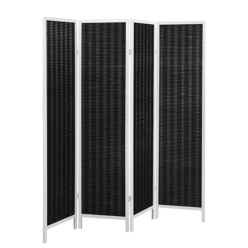 Roundhill Furniture Inkwell 4-Panel Bamboo Room Divider, Folding Portable Partition Screen