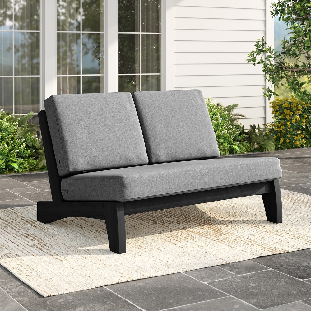 Outdoor Teak Wood Patio Loveseat with Cushions