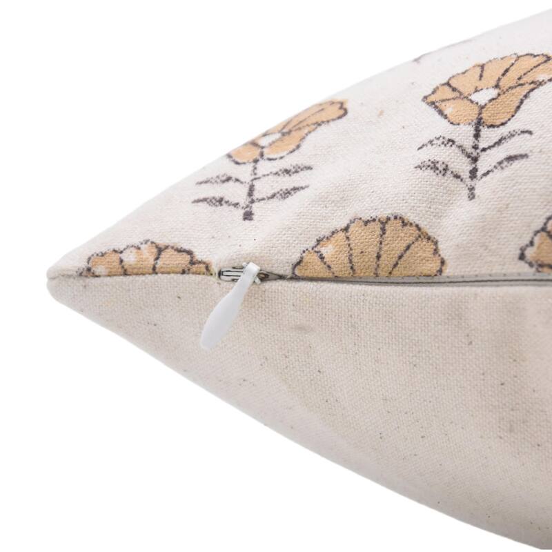 Cotton Floral Block print pillow Cover - Kohinoor