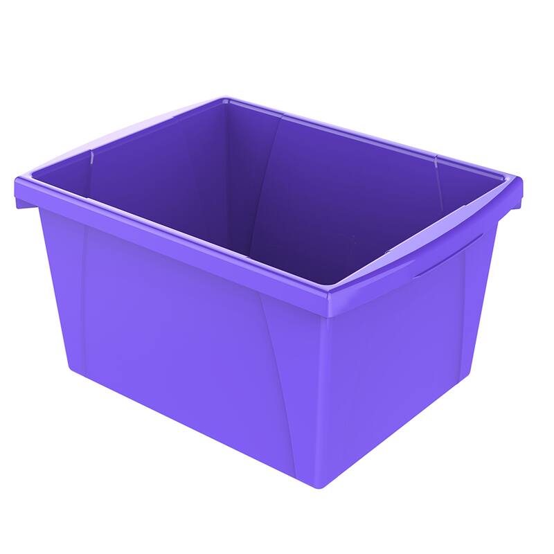 Storex 4 Gallon Storage Bin, Purple, Pack of 3