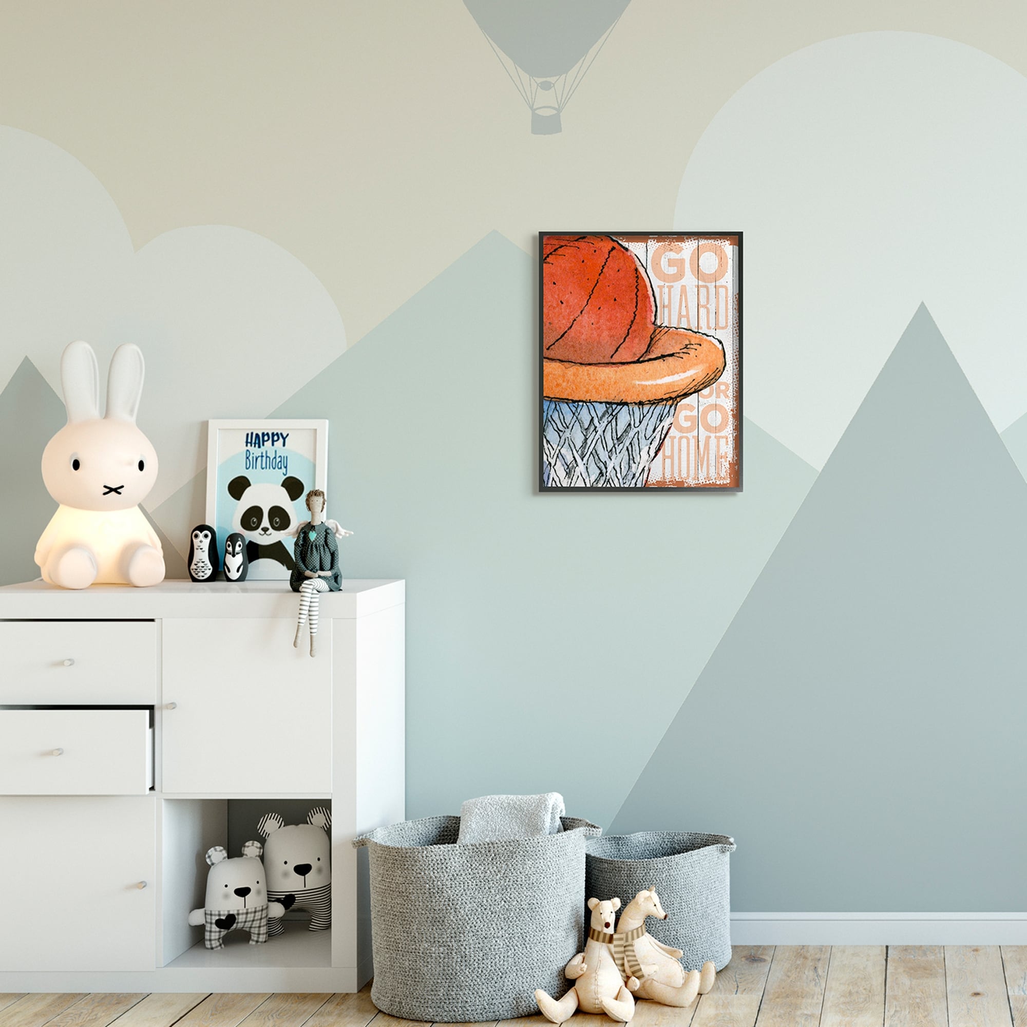 Shop The Kids Room By Stupell Go Hard Basketball Hoop Orange Sports Design Framed Wall Art Proudly Made In Usa