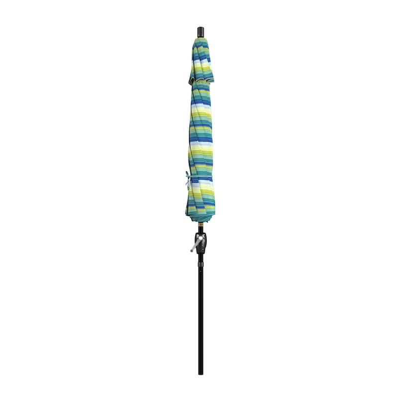 California Umbrella 9-foot Round Crank Lift, Push ButtonTilt, Black Frame Finish, Aluminum Patio Umbrella with Sunbrella Fabric