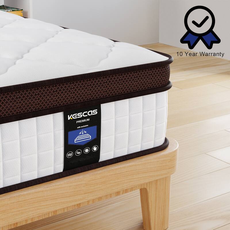 12" Hybrid Memory Foam Mattress - Medium Firm Support with Reinforced Coils for Pressure Relief, CertiPUR-US Certified