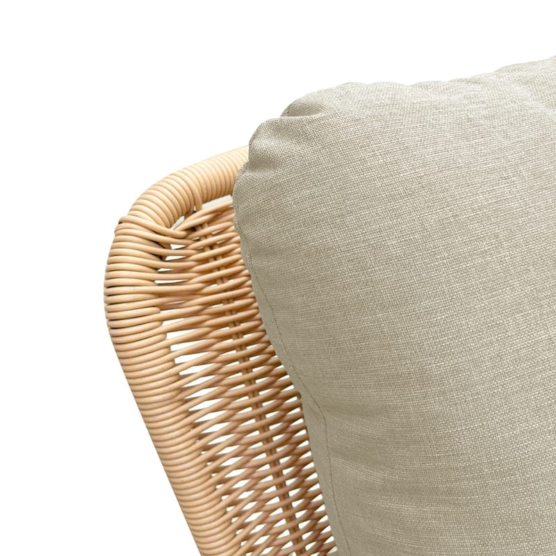 [Set of 2] Contemporary Minimalist Beige Wicker Rocking Chair