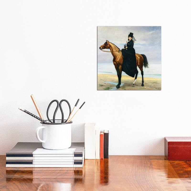 iCanvas "Equestrian Portrait of Mademoiselle Croizette, 1873" by Charles Emile Auguste Carolus-Duran Canvas Print - 12x12x1.5