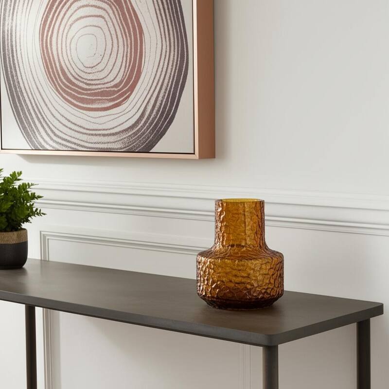 7" Amber Glass Faceted Table Vase - 6.30 - Amber - 6.30