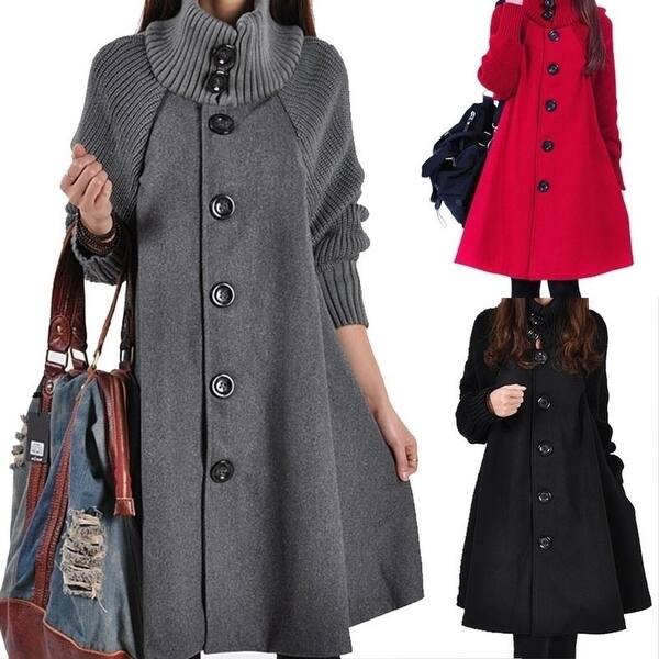 Shop Winter Women S Fashion Casual Bat Coat Women Loose Cotton
