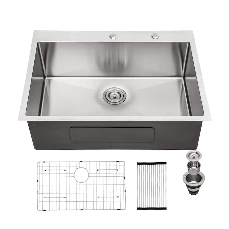 Drop In 16 Gauge Stainless Steel 28" Single Bowl Topmount Kitchen Sink Basin