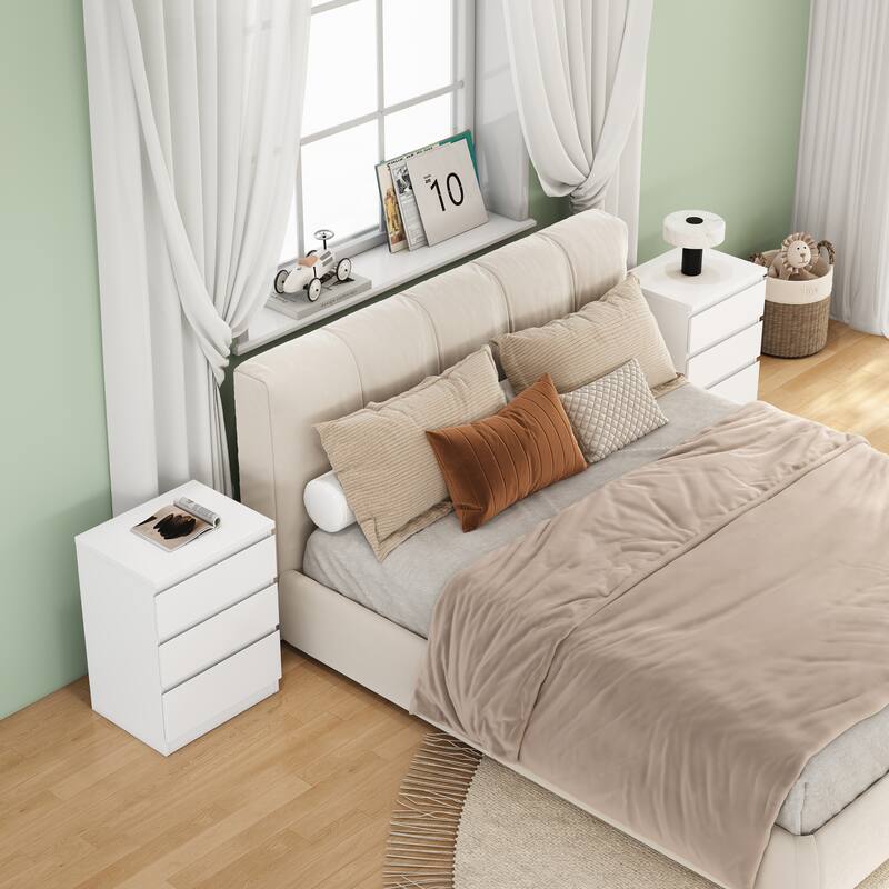 19.7-Inch Nightstand with 3 Drawers, Beside Table with Drawers Handle Free Design,Thickened Top Plate,for Bedroom,Living Room