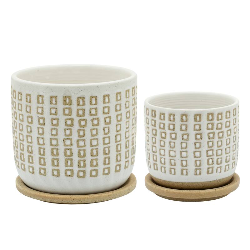 Sagebrook Home Ceramic Planter with Saucer