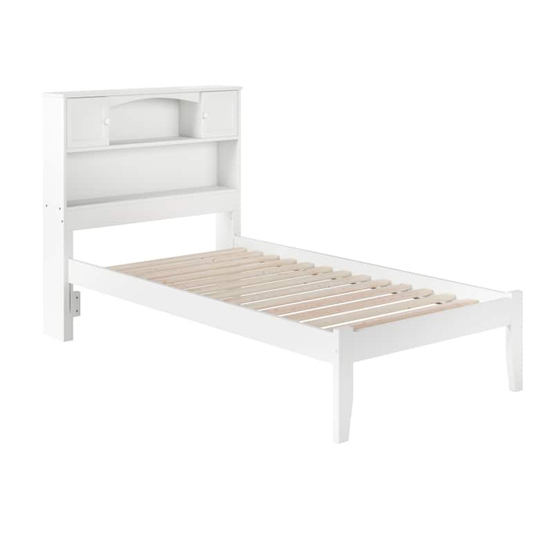 Platform Bed Frame Modern Style Bookcase Headboard Storage Bed