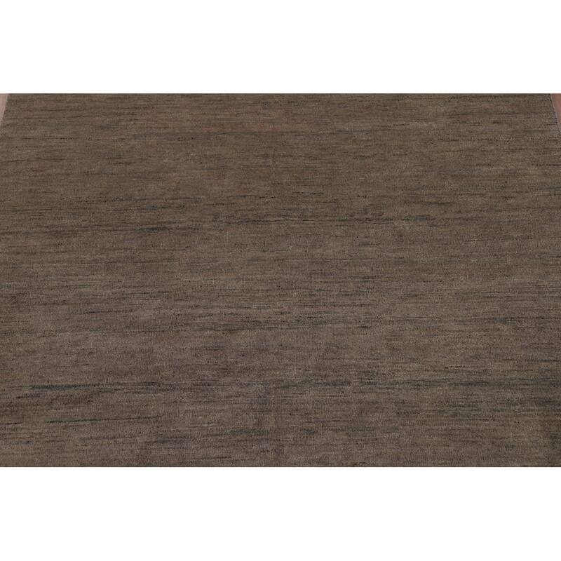 Dark Brown Gabbeh Oriental Rug Hand-Knotted Wool Carpet - 5'1" x 6'8"