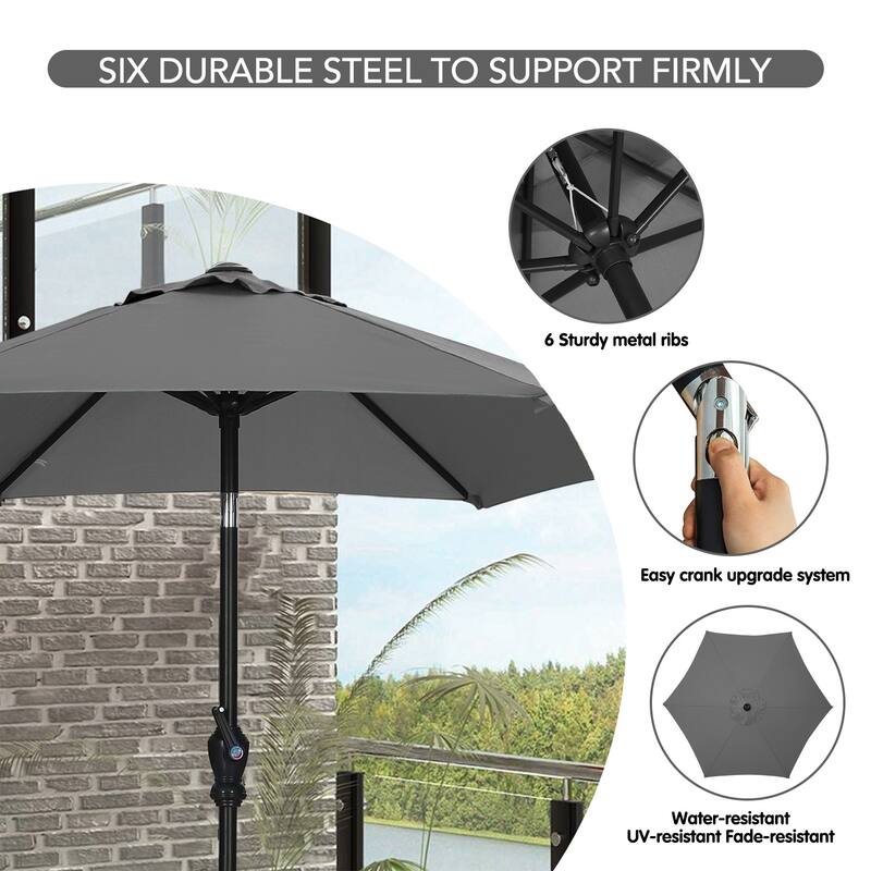 Ainfox 7.5ft Patio Umbrella Push Button Tilt Outdoor Market Umbrella Without Base