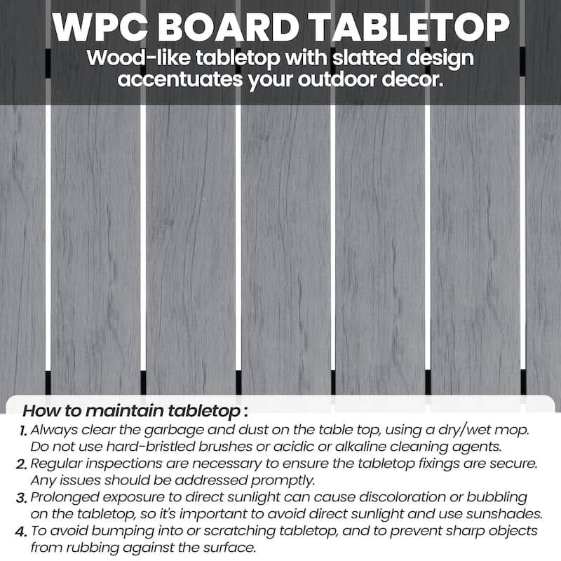 Outdoor Patio Aluminum Dining Rectangular Table with Umbrella Hole