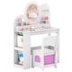 preview thumbnail 6 of 5, Wooden Pretend PlayVanity Table & Chair Set Kids Vanity Set White