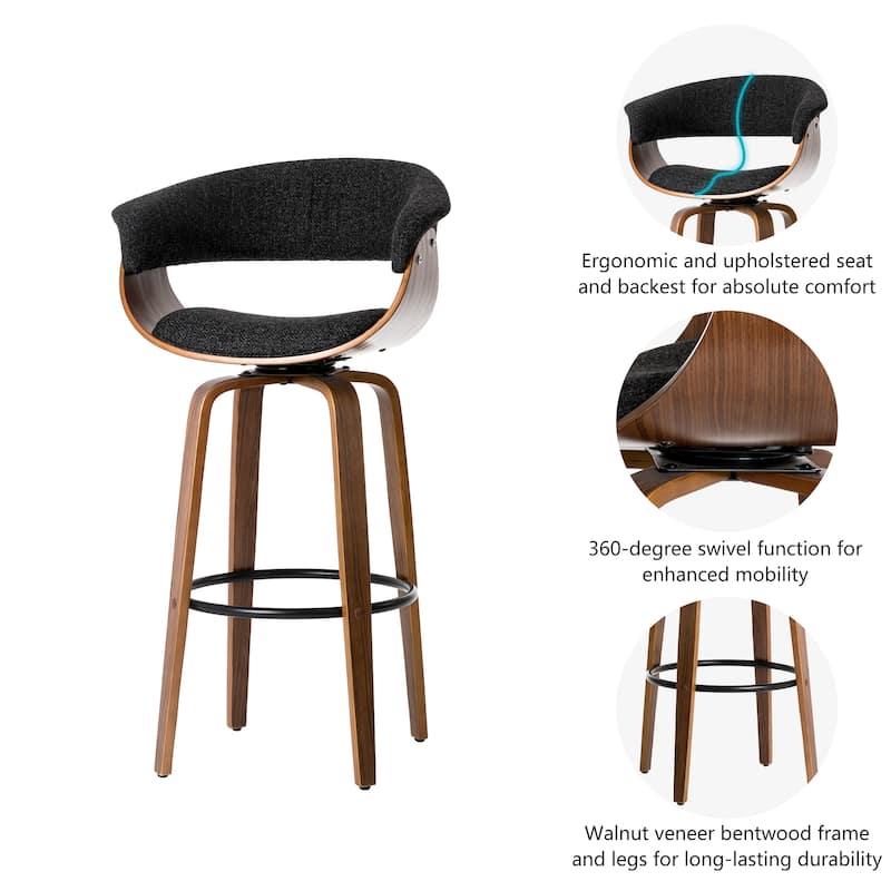 Glitzhome Modern 3-Piece Wooden Swivel Bar Stools & Height Adjustable Pub Table Set