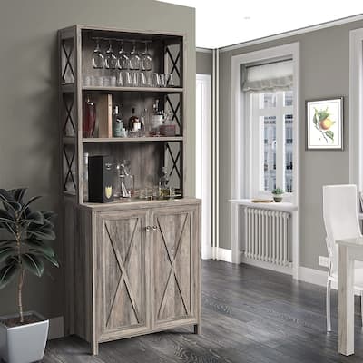 Bar Cabinet for Liquor and Glasses Dining Kitchen Cabinet with Wine Rack