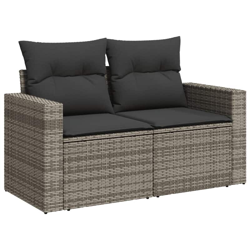 vidaXL Patio Sofa Set with Cushions Outdoor Furniture 5 Piece Poly Rattan - 21.7 x 39.4 x 28.7 in