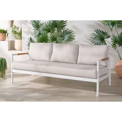 SAFAVIEH COUTURE Chryssa Aluminum Patio Sofa - 78"W x 34"D x 29"H