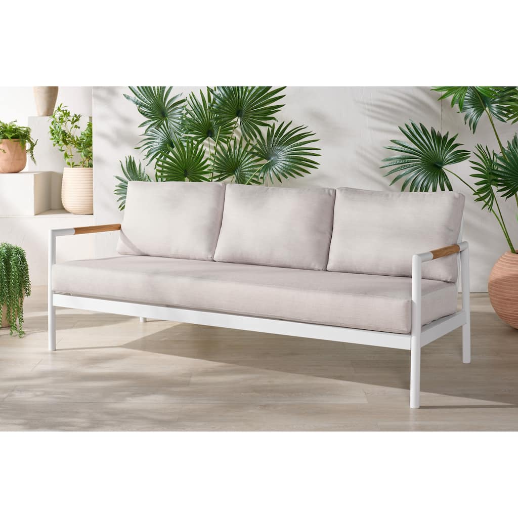 SAFAVIEH COUTURE Chryssa Aluminum Patio Sofa - 78"W x 34"D x 29"H