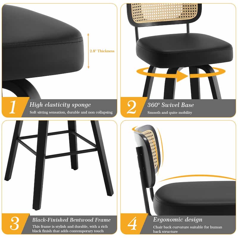 26"/29" Swivel Counter/Bar Stools with Black Bentwood Legs