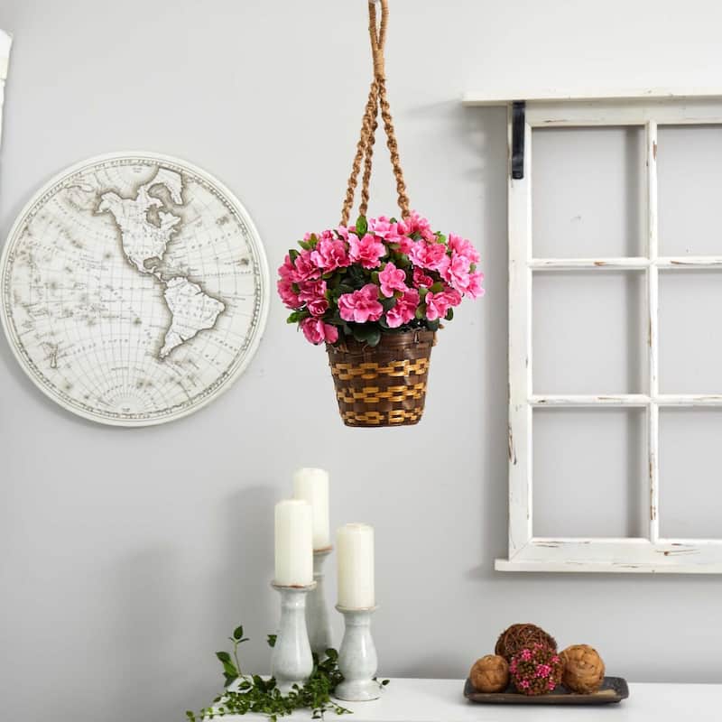 Silk Hanging Basket - Modern Floral Decor - Indoor Outdoor Plant Basket - HomeStock