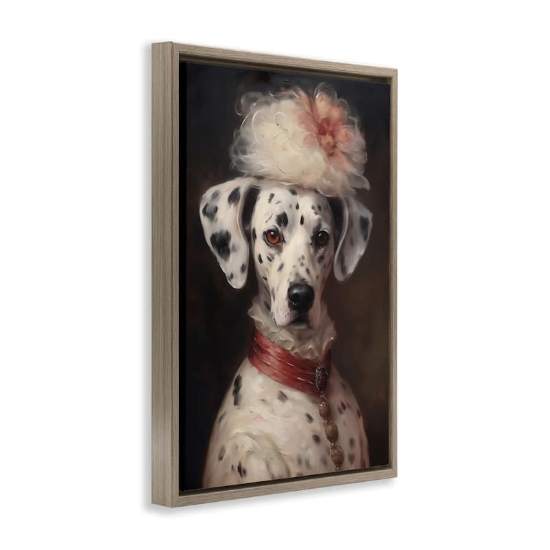 Stupell Dalmatian with Fancy Hat Portrait Framed Floater Canvas Wall Art Design By Wumples