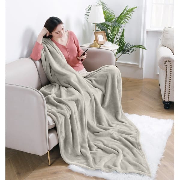 slide 2 of 42, RACHEL Rachel Roy Solid Silky Flannel Fleece Oversized Throw Blanket