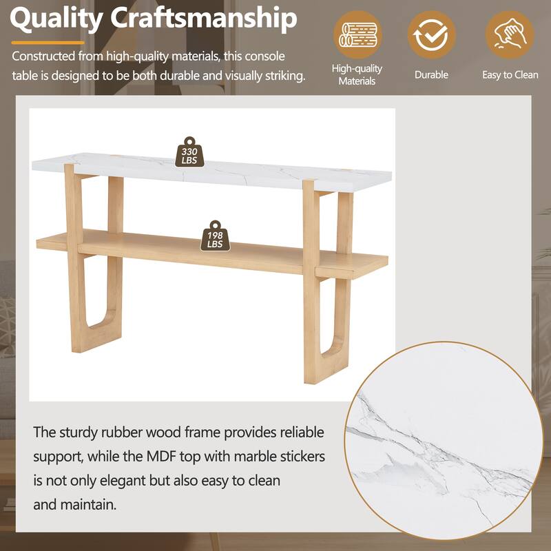 Elegant Console Table with Marble-Effect Top and Versatile Storage Solutions for Entryway and Living Room