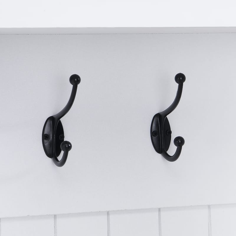 Farmhouse Hall Tree with 8 Hooks 8 Compartments Wooden Bench for Entryway