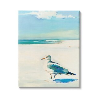 Stupell Seagull on Sandy Shore Soft Tranquil Beach Scene Canvas Wall ...