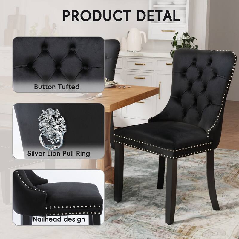 Tufted Naliheads Solid Wood Upholstered Dining Chairs (Set of 4)