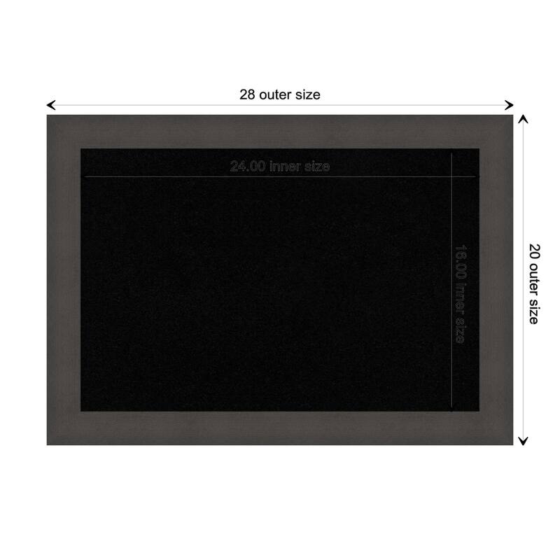 Blaine Light Pewter Narrow Framed Black Corkboard Bulletin Board - Board Size 24x16