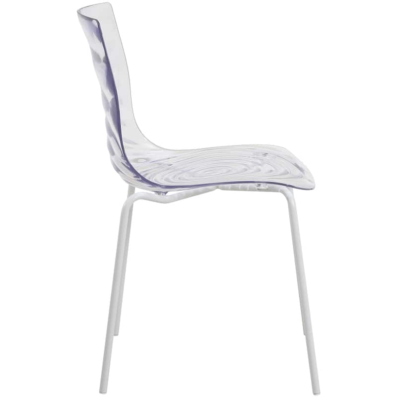 Ergonomic Dinning Chair Ripple Design in White Base Seat Set of 4