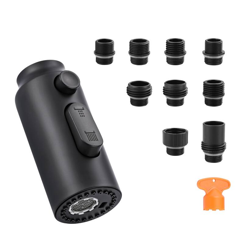 WOWOW Stainless Steel Pull Down Kitchen Faucet Sprayer with 9 Adapters - Matte Black