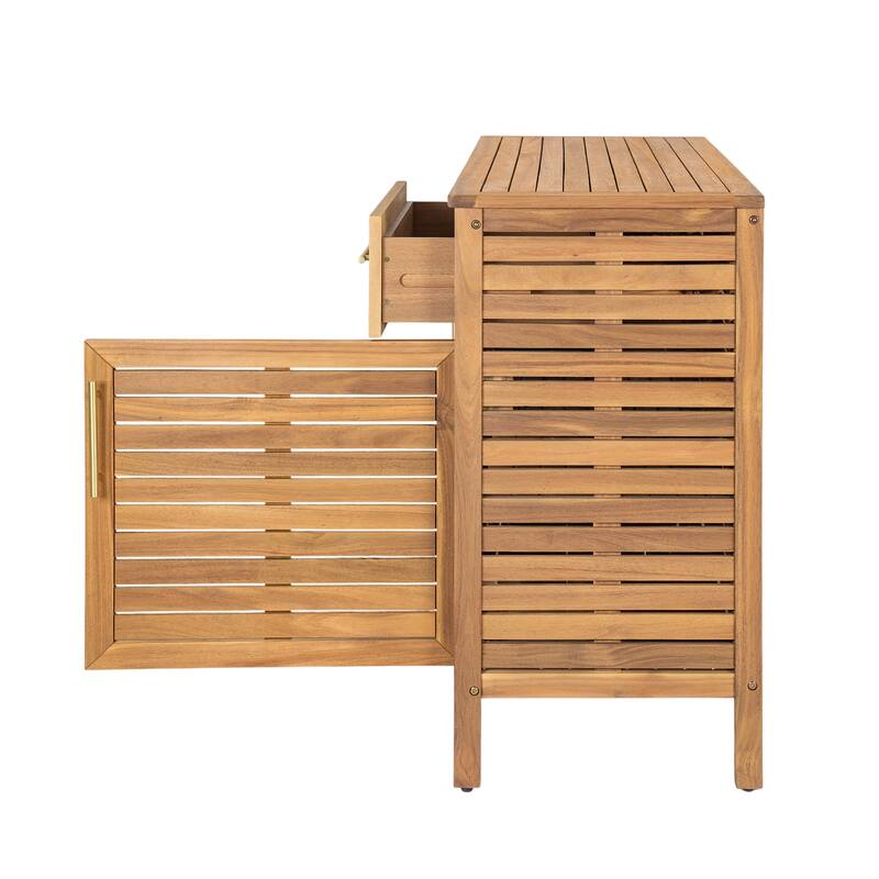 Christopher Knight Home - Cypress Outdoor/Indoor Acacia Wood Patio Storage Cabinet with Ventilated Slat Doors & Drawers