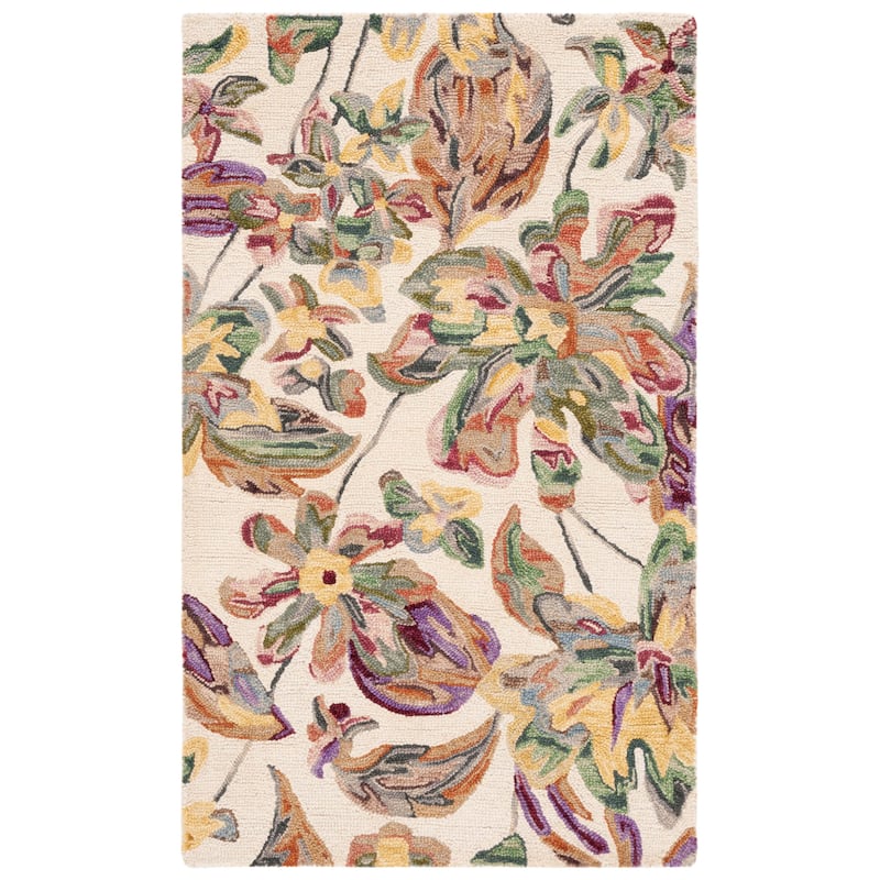SAFAVIEH Handmade Blossom Clasien French Country Floral Wool Rug - 3' x 5' - Ivory/Plum