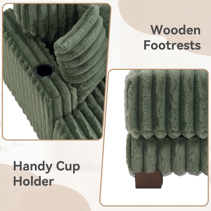 Modern Upgraded Plush Fabric Sofa Chaise Lounge with Pillows