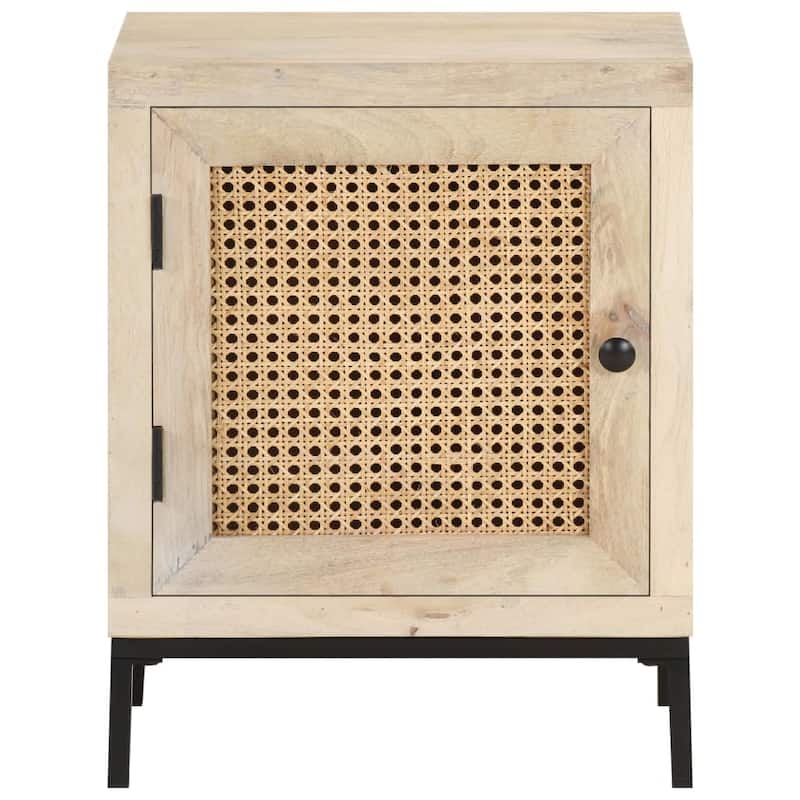 vidaXL Bedside Cabinet 15.7"x11.8"x19.7" Solid Mango Wood Natural Cane