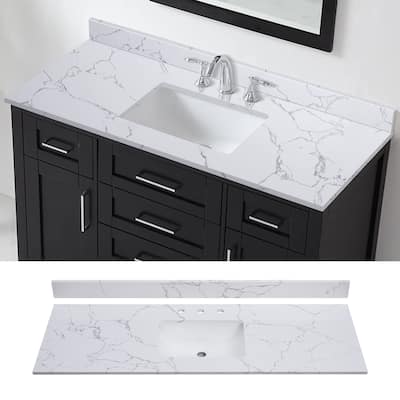 Enchantlace 61 Inch Engineered Marble Vanity Top with Sink