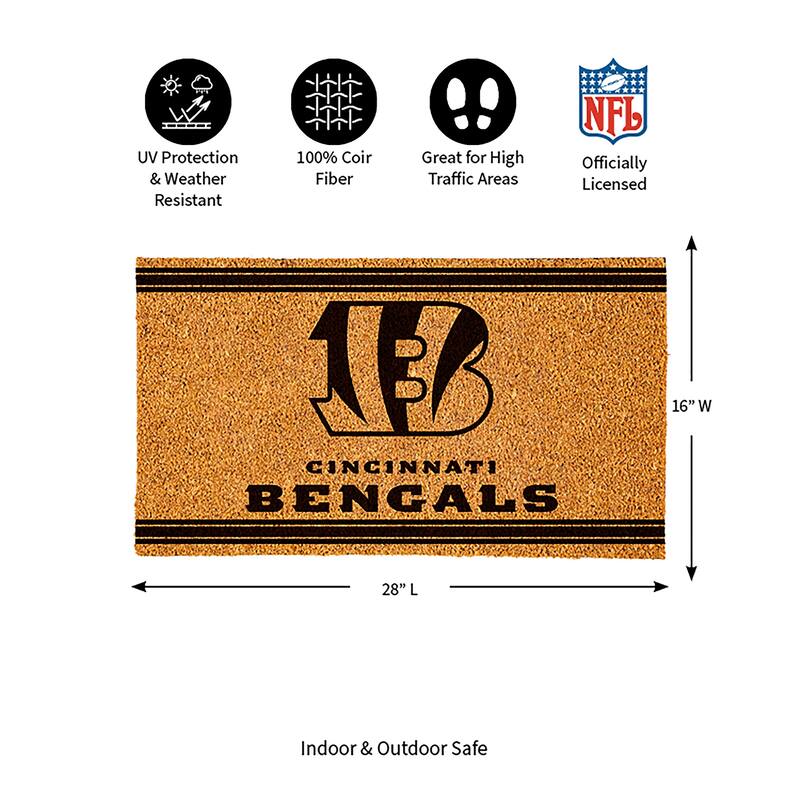 Cincinnati Bengals Monochrome Indoor/Outdoor Coir Door Mat