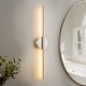 preview thumbnail 77 of 119, 1-Light Black/ Gold/ Nickel Modern Long Linear Strip Wall Sconce Dimmable LED Bathroom Vanity Light Round backplate/W:23.6'' - Nickel