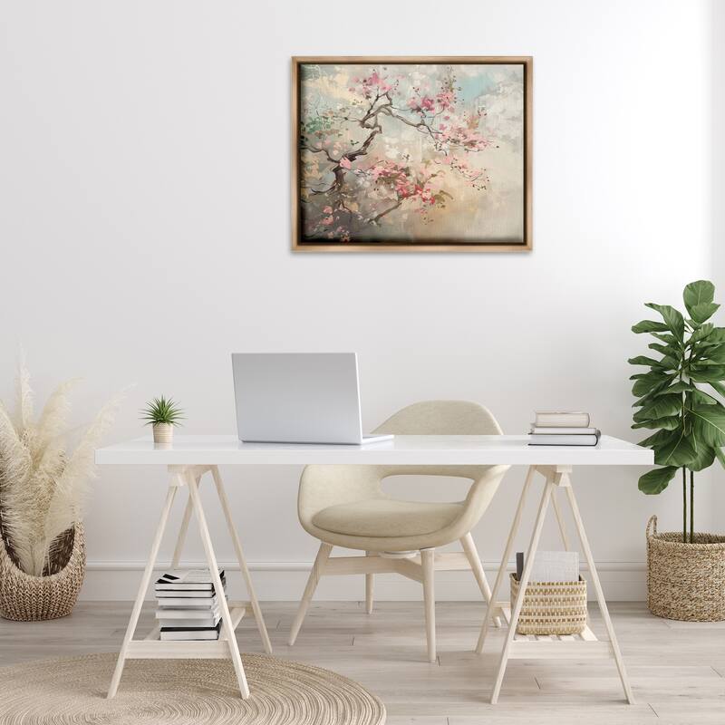 Stupell Wild Cherry Blossoms Tree Framed Floater Canvas Wall Art Design By Arlington Prints