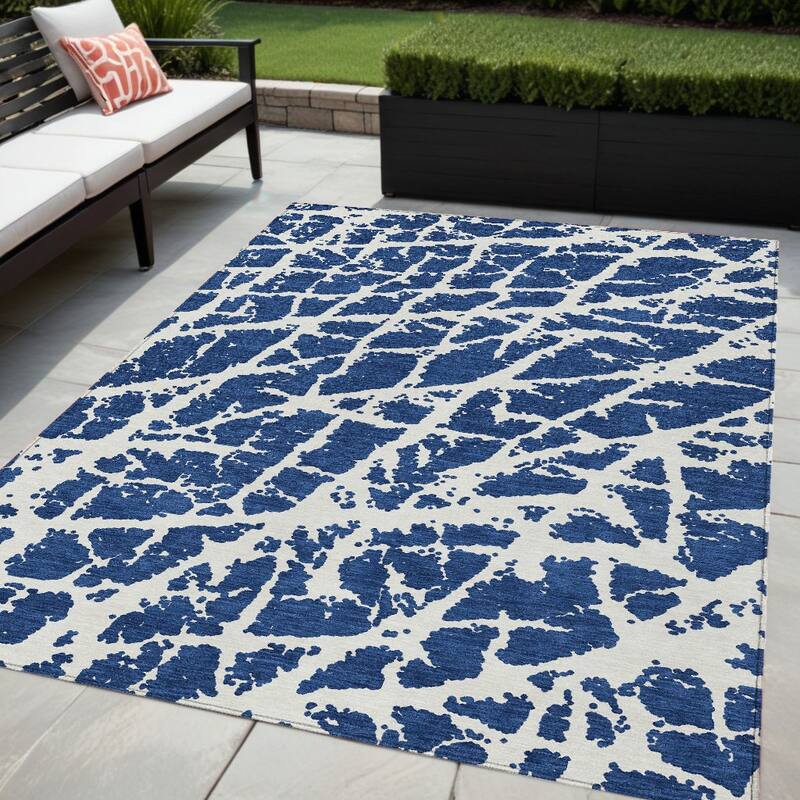Nari Unique Abstract Weather Resistant Timeless Fusion Round Outdoor Rug - 5' X 8' - Multi
