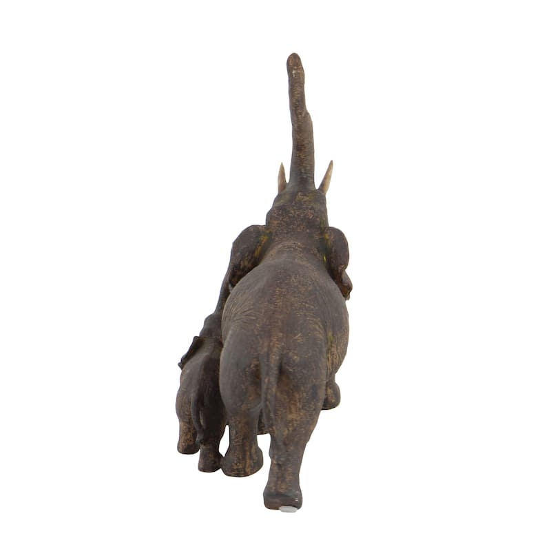 Brown Polystone Elephant Decorative Sculpture