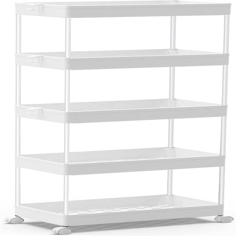 5 Tier Storage Cart Organizer Rolling Utility Cart - 8.66"D x 15.75"W x 44.33"H